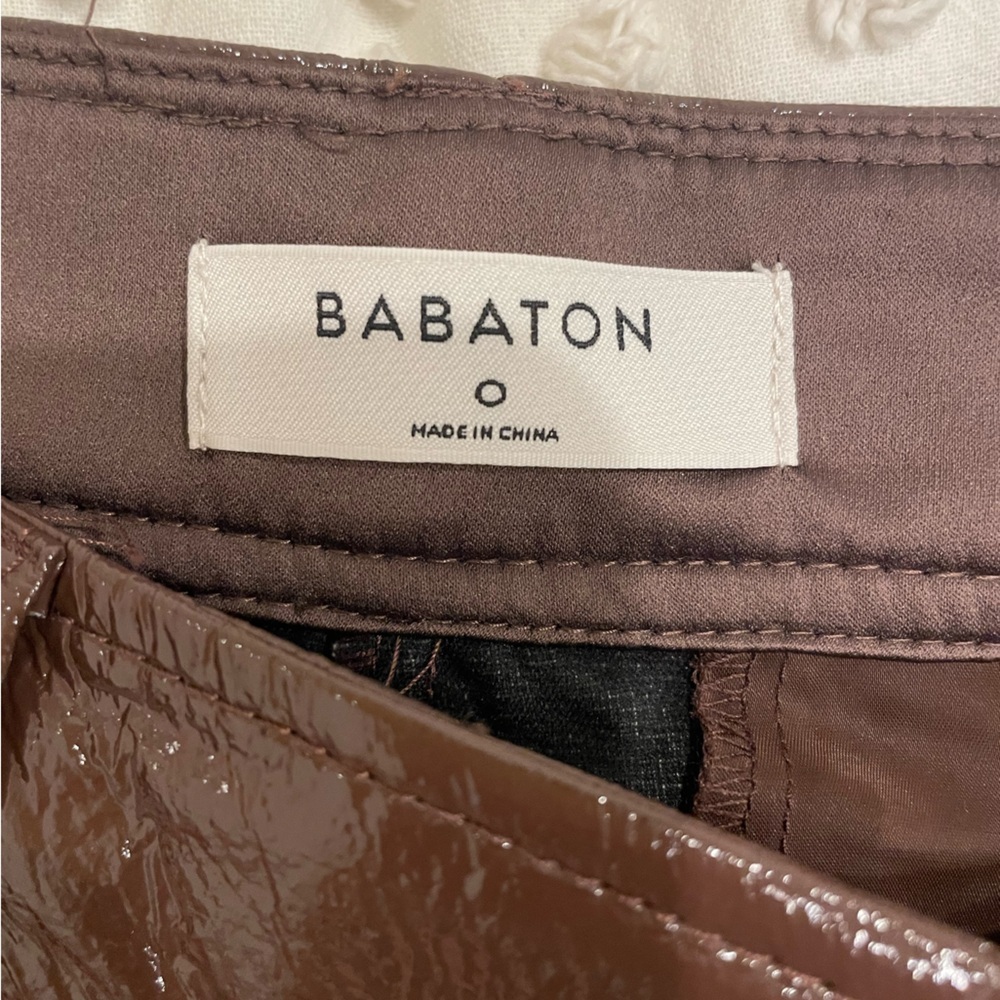 Aritzia Babaton Shiny Brown Leather Pants - Picture 2 of 3